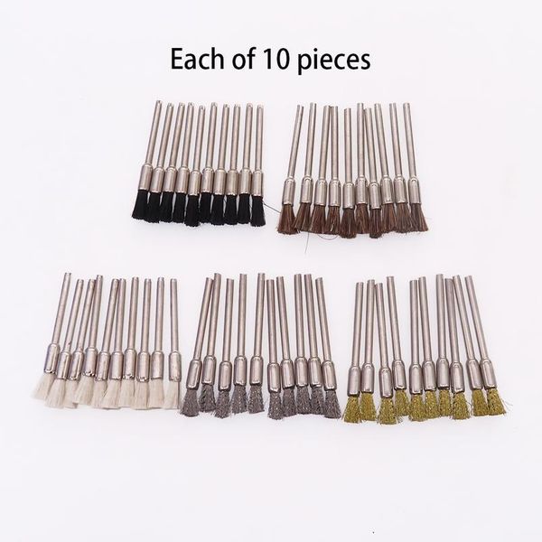 

50pcs mini wire brushes set steel brush horse polishing pen brush 1/8\" (m) shank for accessories rota jllkfh