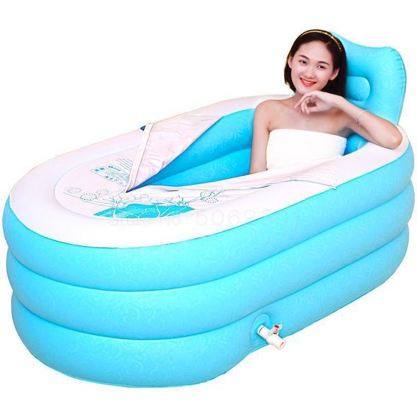 

bathing tubs & seats inflatable bath barrel household thermal insulation whole body portable folding bathtub female