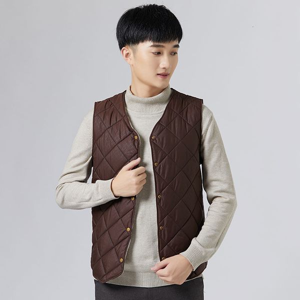 

winter down cotton vest for middle-aged and young men, Black;white