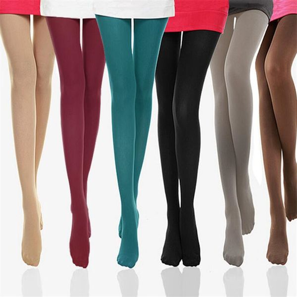 

yrrety warm tight velvet stockings candy color 120d pantyhose woman plus size multicolour purple patchwork footed stretchy, Red;black