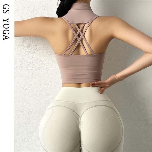 

women back yoga bra vest female fitness bra shockproof running yoga tank with chest pad sport, White;black