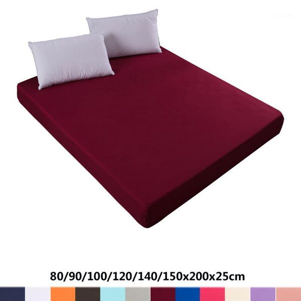 

fitted sheet 80/90/100/120/140/150x200x25cm solid color mattress cover with all-round elastic rubber band bed sheet boys girls1