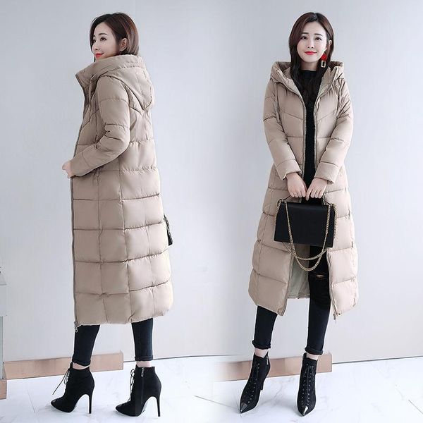 

women's jackets 2021 fashion winter jacket women hooded thick down parkas long female coat slim warm outwear ns4386, Black;brown