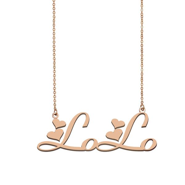 

lolo name necklaces pendant custom personalized for women girls children friends mothers gifts 18k gold plated stainless steel, Silver