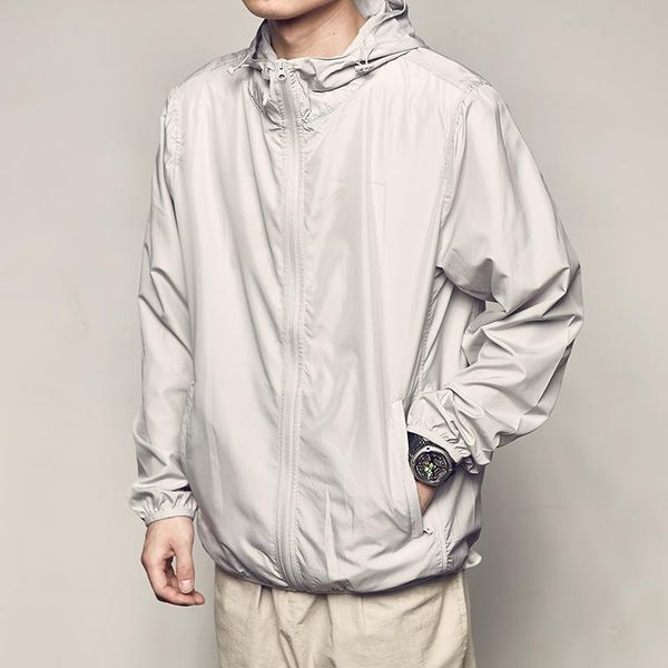 

fashion 2021 polyester japanese loose lightweight men's sun protection clothing youth breathable jacket, Black;brown