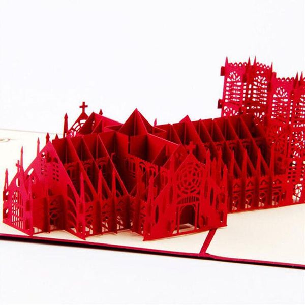 

3d paper sculpture westminster cathedral folding invitation card decorative craft paper festive party supplies