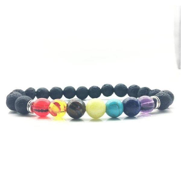 

natural stone agate molten rock 8mm volcano stone colorful beads bracelets energy bracelet wholesa sqctrl queen66, Black