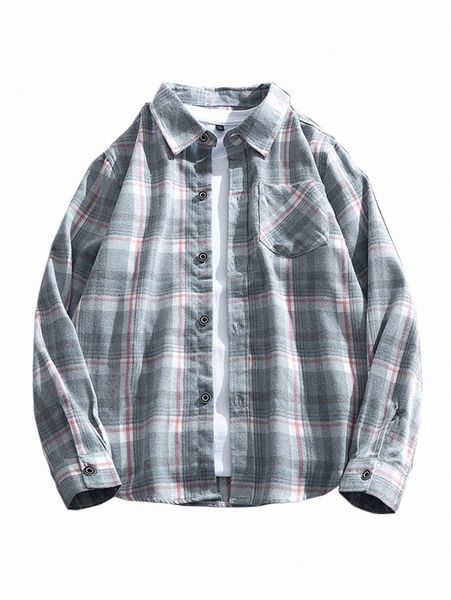 

men plaid print flannel shirt without i6o5#, White;black