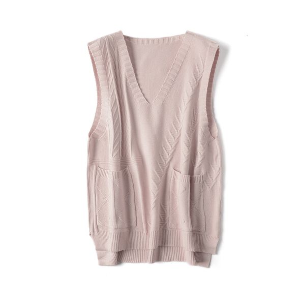 

2021 new twist casual autumn winter basic short vest v-neck sleeveless crop sweater pullovers women loose pullover female oqzz