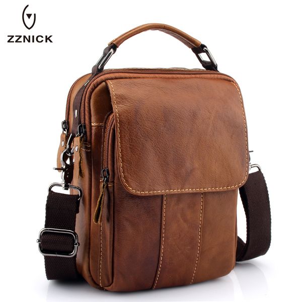 

zznick 2020 new genuine messenger wax leather crossbody shoulder bag cowhide men business bags briefcase