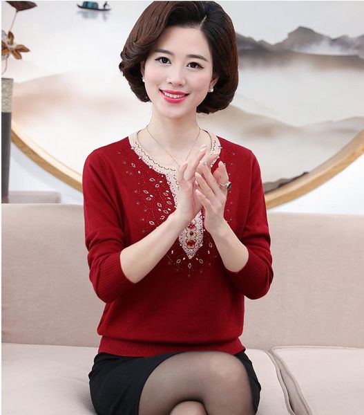 

women's sweaters sweater women 2021 autumn winter middle-aged pullover jumper elegant wool c30, White;black