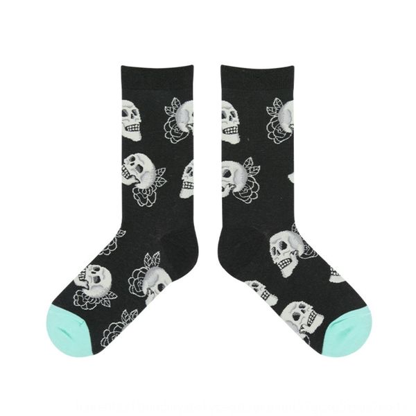 

damahoov spring and summer couple couple socks new products love death peace series fashionable personality cotton medium tube socks for men, Black