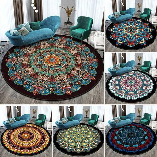 

carpets round carpet 3d printed mandala rug bedroom bedside bathroom computer chair antislip mat floor romantic home decor1