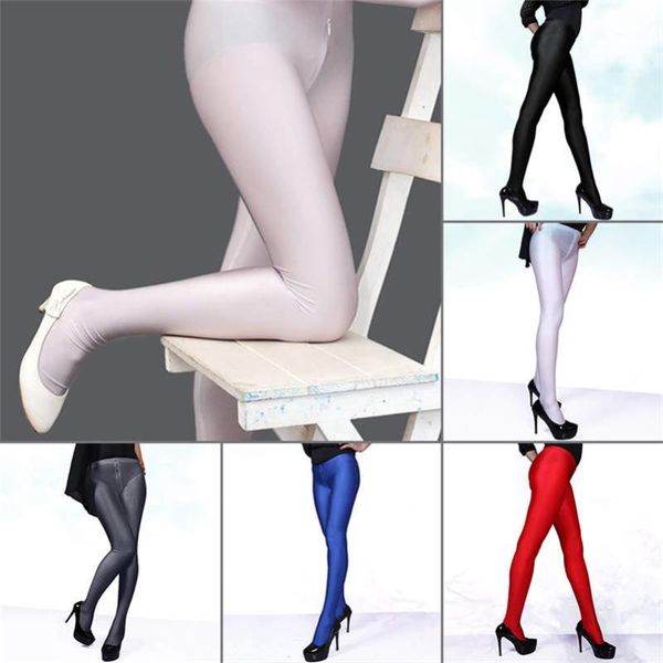 

women shiny glossy pantyhose stretchy spandex tights pants trousers clubwear1, Black;white
