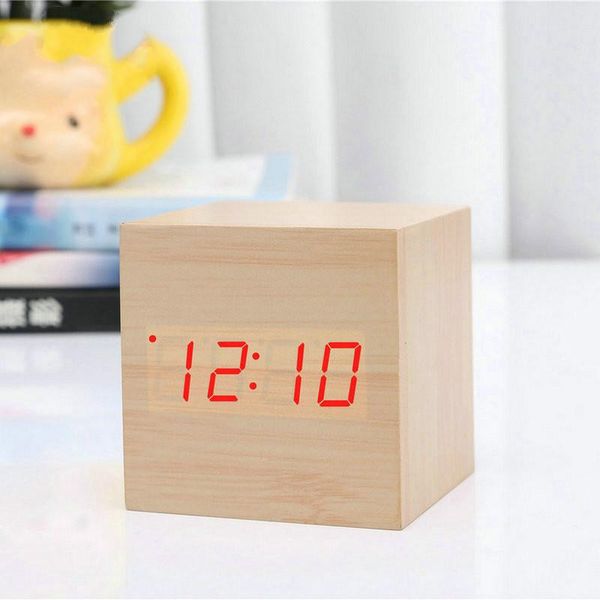 

звук контролируемый температуры многофункциональный интеллектуальный вуд часы led night light электронные часы электронные silent alarm jlln