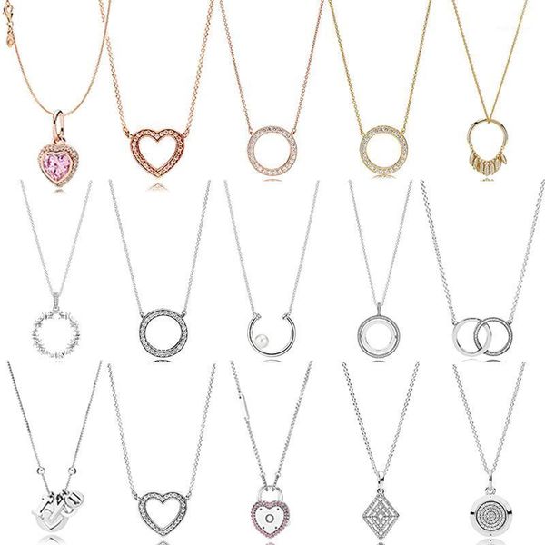 

chains 100% 925 sterling silver pan model charm necklace female heart valentine's day heart-shaped fashion jewelry1