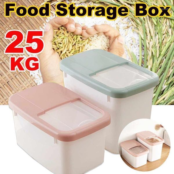 

storage bottles & jars 25kg box pp plastic rice container sliding cover sealed can case fresh-keeping for multigrain noodle dog cat1