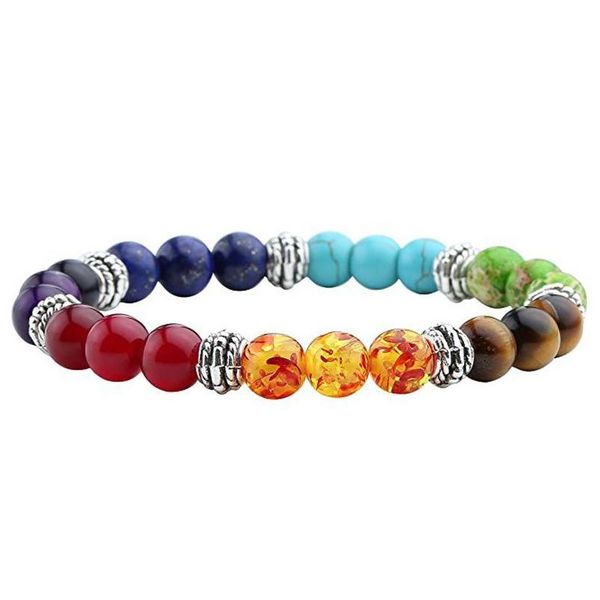 

natural stone black lava bracelets for women 7 chakra healing bracelet prayer balance beads bracelet stretch yoga reiki jewelry ujsrw