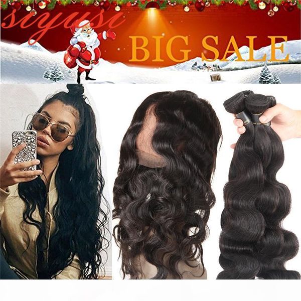 

peruvian body wave bundles with frontal natural color peruvian human hair bundles with frontal 360 lace frontal with bundles, Black;brown