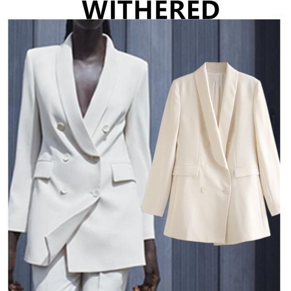 

withered blazer feminino england style fashion double breasted party blazer women mujer 2021 women blazers and jackets1, White;black