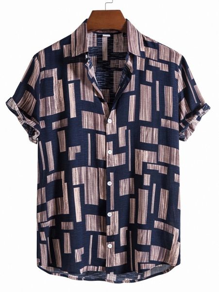 

men geo print high low shirt 488f#, White;black