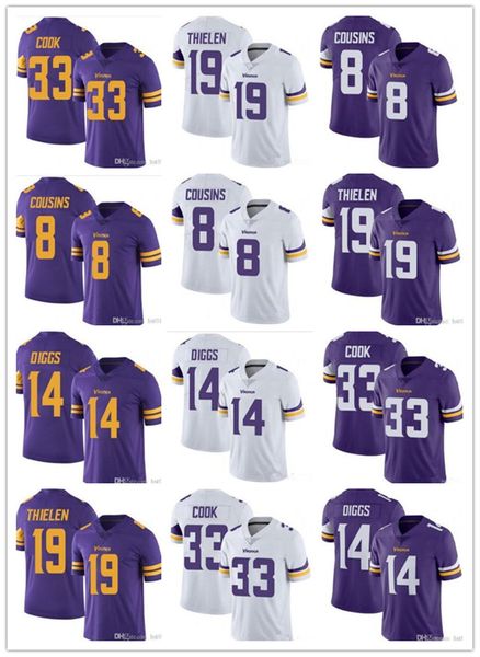 

2020 men women youth minnesota&#13viking 14 stefon diggs 8 beadford 10 tarkenton 19 thielen 33 dalvin cook football jerseys black rush white, Black;red