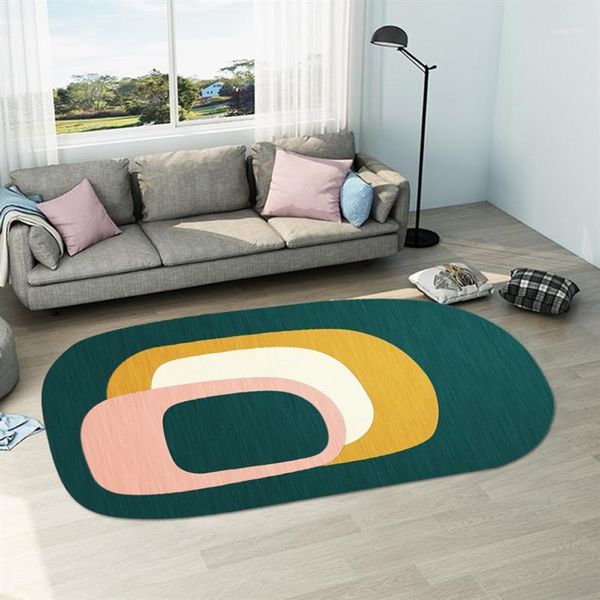 

modern living room bedroom coffee table large size geometric rug entrance hall doormat nordic simple oval carpe1