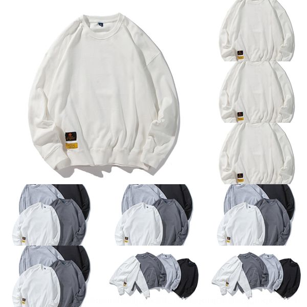 

south summer dress up autumn 2020 new men's bottoming shirt solid color simple pullover small label loose crew neck pullover sweater la, Black