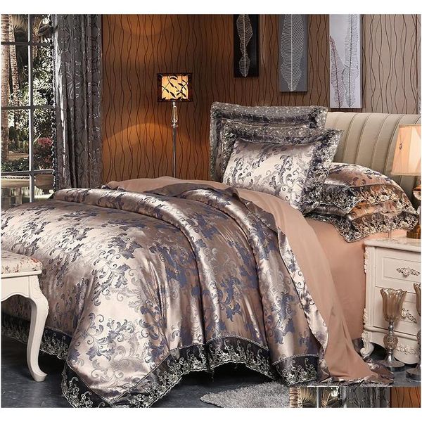 

mecerock 2017 new euro style tencel jacquard bedding set lace comforter cover blanket cover flat sheet set pillowcases  fymla