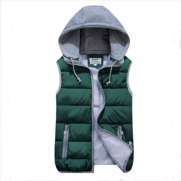 

plus size woman hat detachable vest jacket slim stand collar autumn amp;winter warm thicken gilet plus jacket coat vests for girl, Black;white
