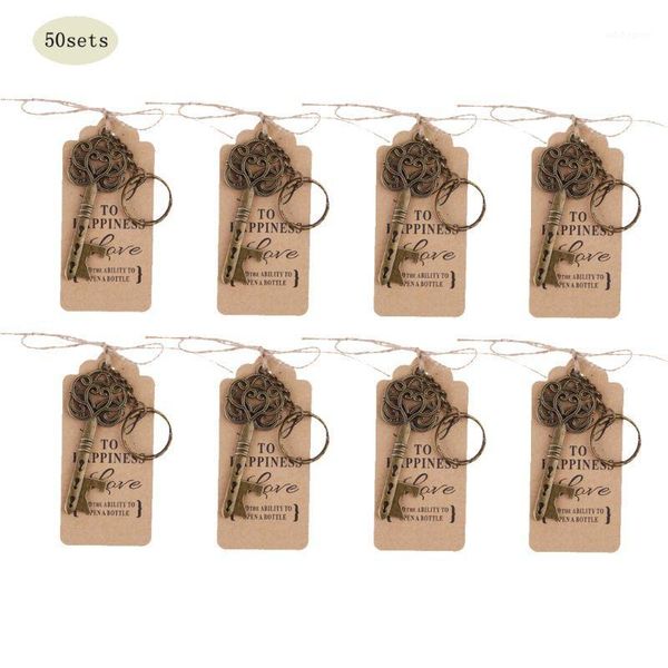 

50x vintage key bottle opener +tag card keychain wedding party favors souvenirs1