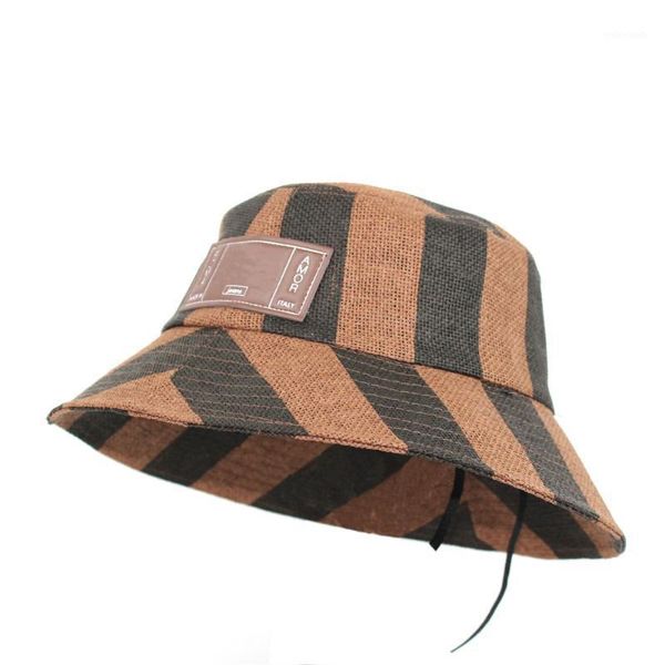 

beach sun hat lightweight cotton stripe hat with inner string1, Blue;gray