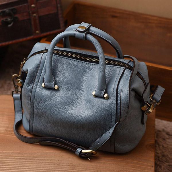 

fashion simple boston bag genuine leather designer handbags crossbody bags for women shoulder tote bag sac a main