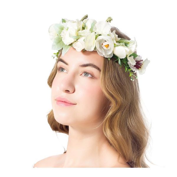 

camellia flower bud crown women girls hair accessories bridesmaid flower wreath wedding headband kids party floral jllipj