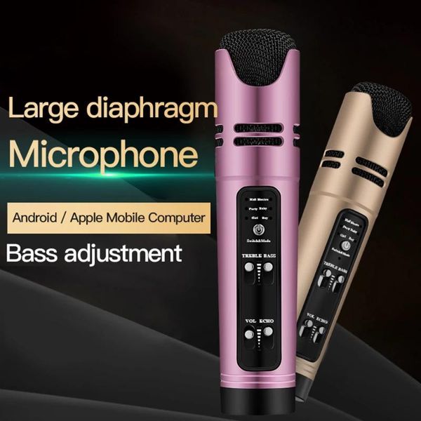 

c16 metal mobile handheld karaoke microphone sound change artifact dsp intelligent noise reduction microphones for mobile phone