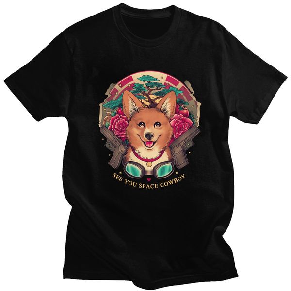 

sport classic anime cowboy bebop corgi t shirt men short-sleeve cool pembroke welsh t-shirt pet dog summer tee cotton merch gift