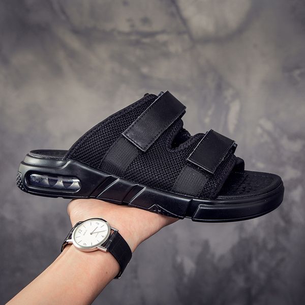 

mens sandals outdoors beach slippers shoes casual men summer sandals air cushion beach sandals chaussure homme t200420, Black