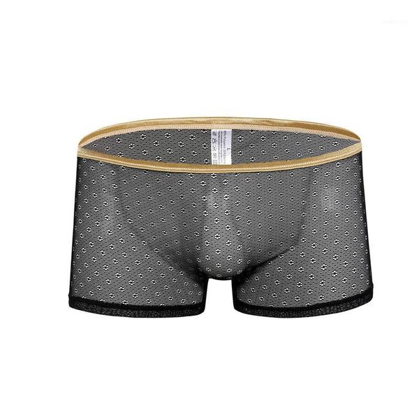 

lace see through mens's flower transparent gay lingerie boxer breathable soft underwear1, Black;white