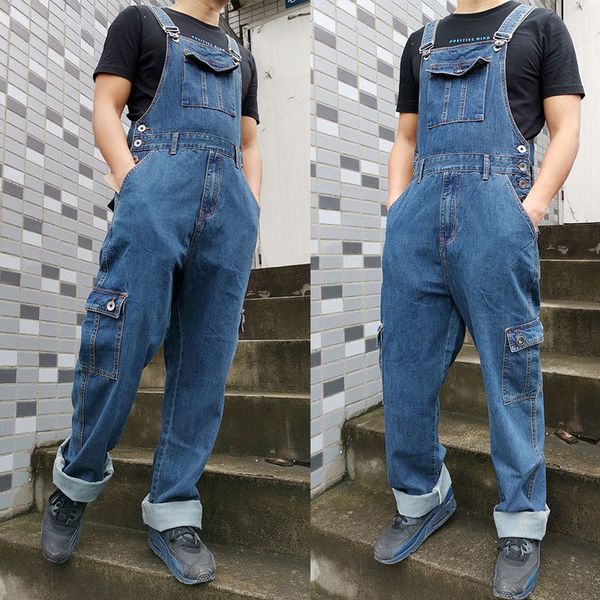 

brim pants, male multi-pocket men's overalls, blue straight belt, jeans bigger 48-50 denim pants for men. ispr