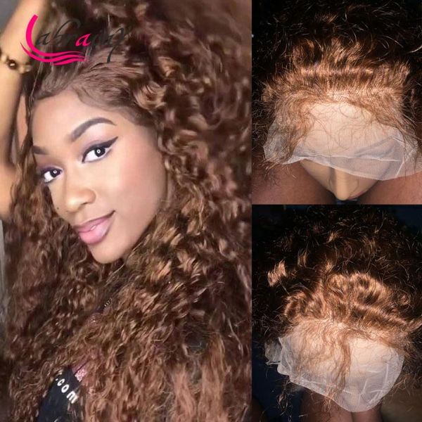 

lace wigs hd transparent 13x6 kinky curly human hair wig honey blonde front deep wave brown pre plucked bleached knots, Black;brown