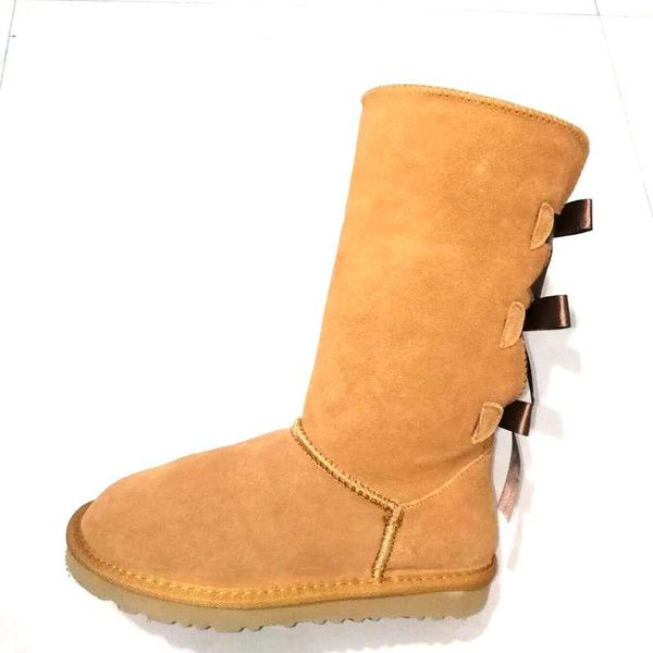 

2020 зимние ботинки женщин кожаные ботинки женщин обувь зима снег сапоги лук кружева мех кнопка колено бедро high long боте mujer большой ра, Black