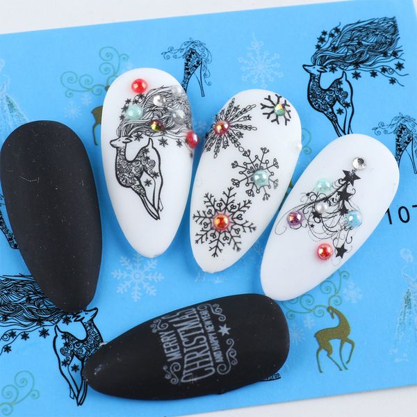 

sticker 16pcs new year christmas sliders manicure nail water transfer decals set snowflake flower decorations nlstz1066-1081