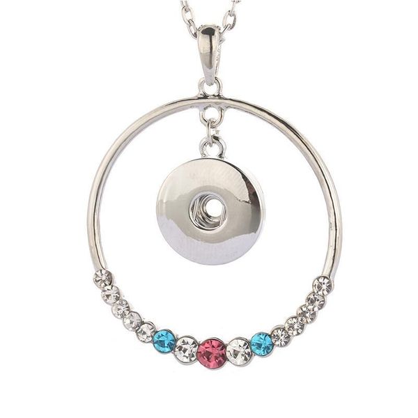 

boom life new snap jewelry crystal necklace pendants snap button necklace with chains fit 18mm snap button jewelry f bbybge, Silver
