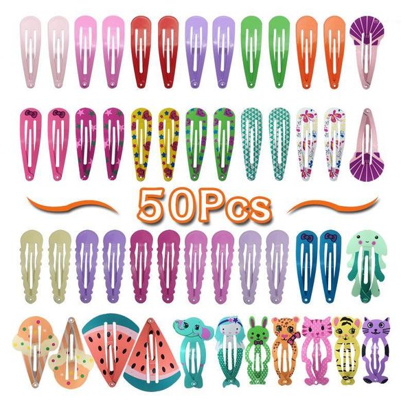 

5cm mix color metal animal fruit ice cream prints hairgrip snap hair clips for children girls hair accessories women jxn0011, Slivery;white