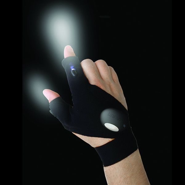 

night light waterproof fishing gloves with led flashlight rescue tools outdoor gear cycling practical durable fingerless gloves, Black;green