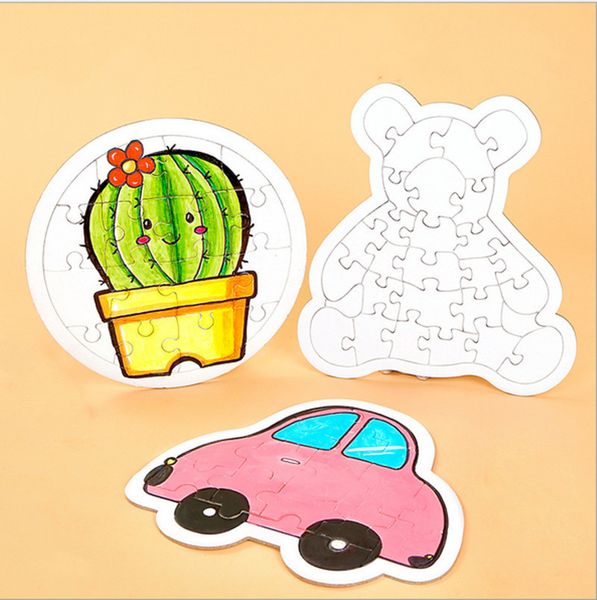 

diy kids color in jigsaw puzzle blank paper doodle drawing toys educational children cactus butterfly picture puzzle gifts g12805