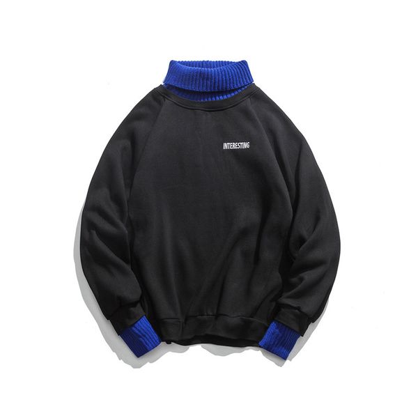 

2021 new autumn hong kong plain high collar men and women artistic style coat pjei, Black