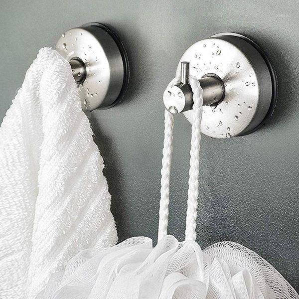 

2pcs vacuum suction cup sucker stainless steel shower towel kitchen wall hook kitchen hanger bathroom shower accessories1