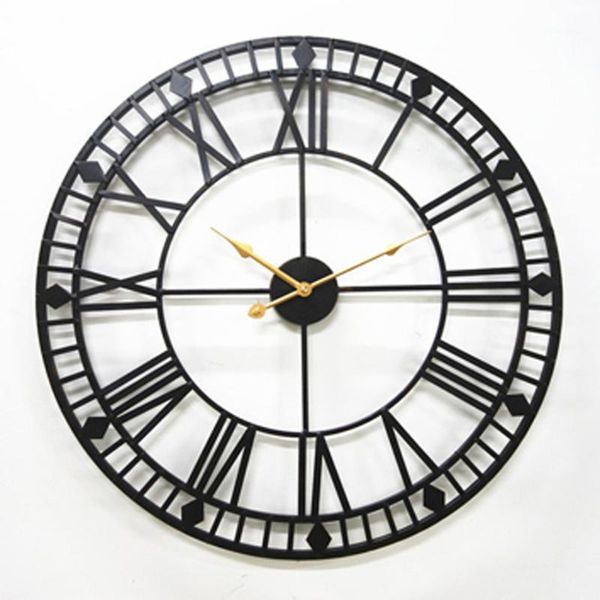 

80 cm oversized metal wall clock modern design european antique style roman rusty large iron clocks wall watch art home decor1