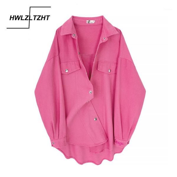 

hwlzltzht autumn women's jacket embroidery jean jacket long sleeve women's clothing korea coat female loose denim1, Black;brown
